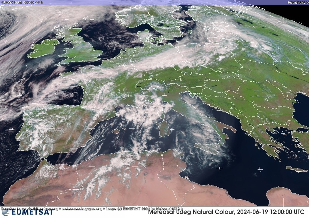 Mappa dei fulmini Sat:Europe Visible 17.05.2024 (Animazione)