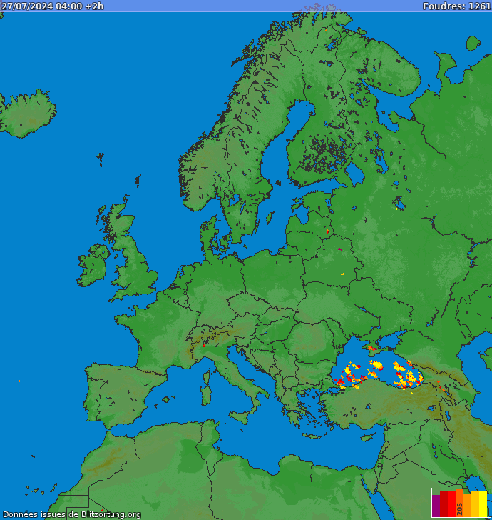 Lightning map Europe 2024-07-27 (Animation)