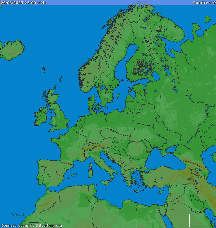 Lightning map Europe 2025-03-27 (Animation)