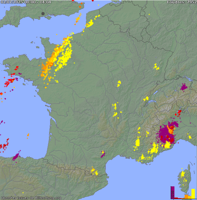 Carte des orages France 02/07/2025