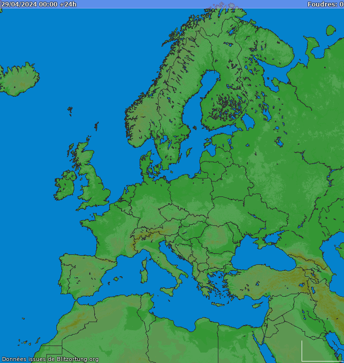 Bliksem kaart Europa 29.04.2024