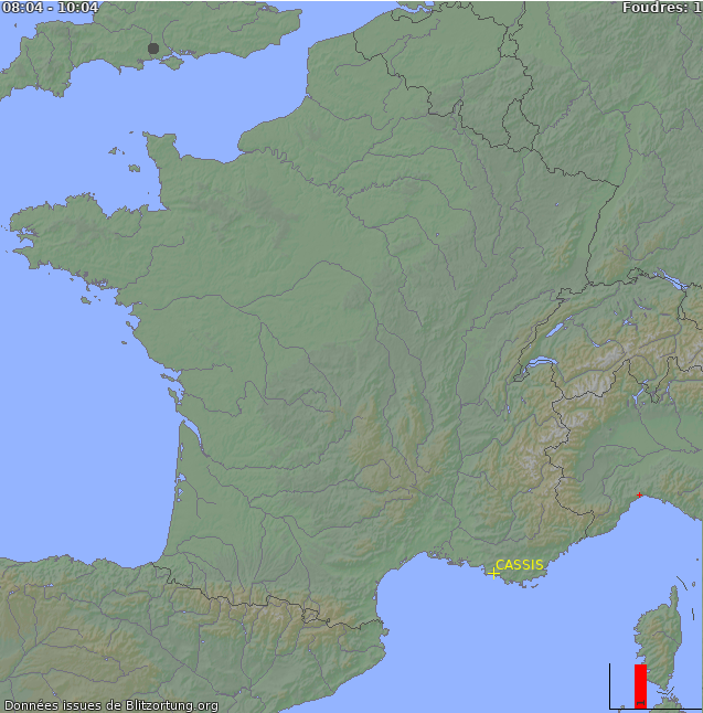 Villámtérkép Franciaország 2022.06.26 07:04:22