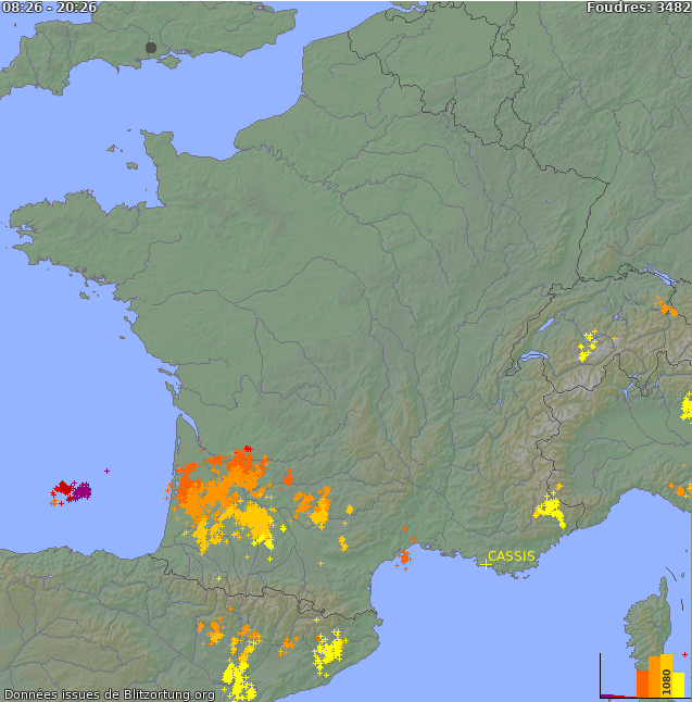 Carte des orages France 29/05/2025 03:18:19