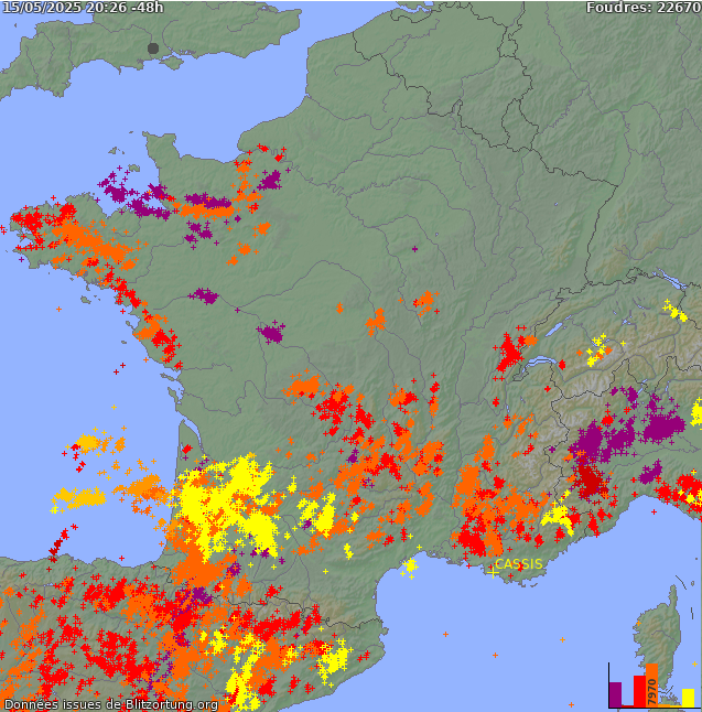 Carte des orages France 29/05/2025 03:18:19