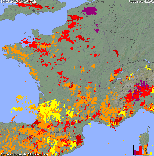 Carte des orages France 29/05/2025 03:18:19