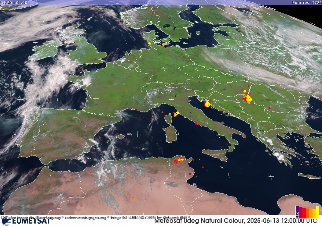 Bliksem kaart Sat:Europe Visible 25.04.2024 13:04:52