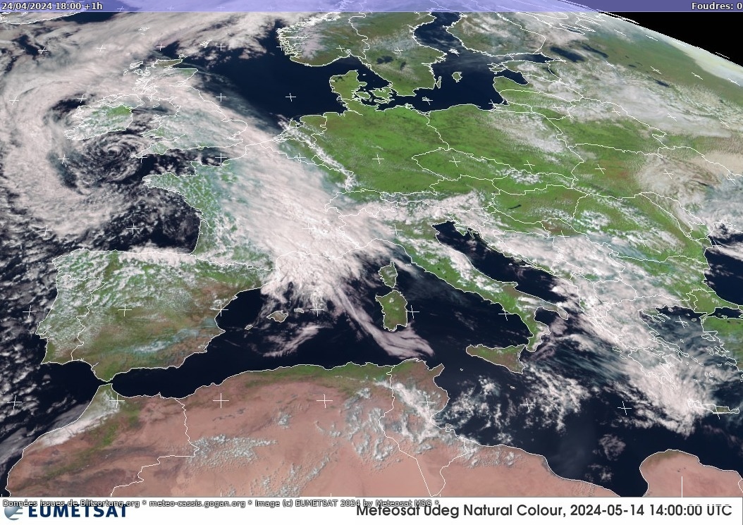 Carte des orages Sat:Europe Visible 25/04/2024 (Animation)