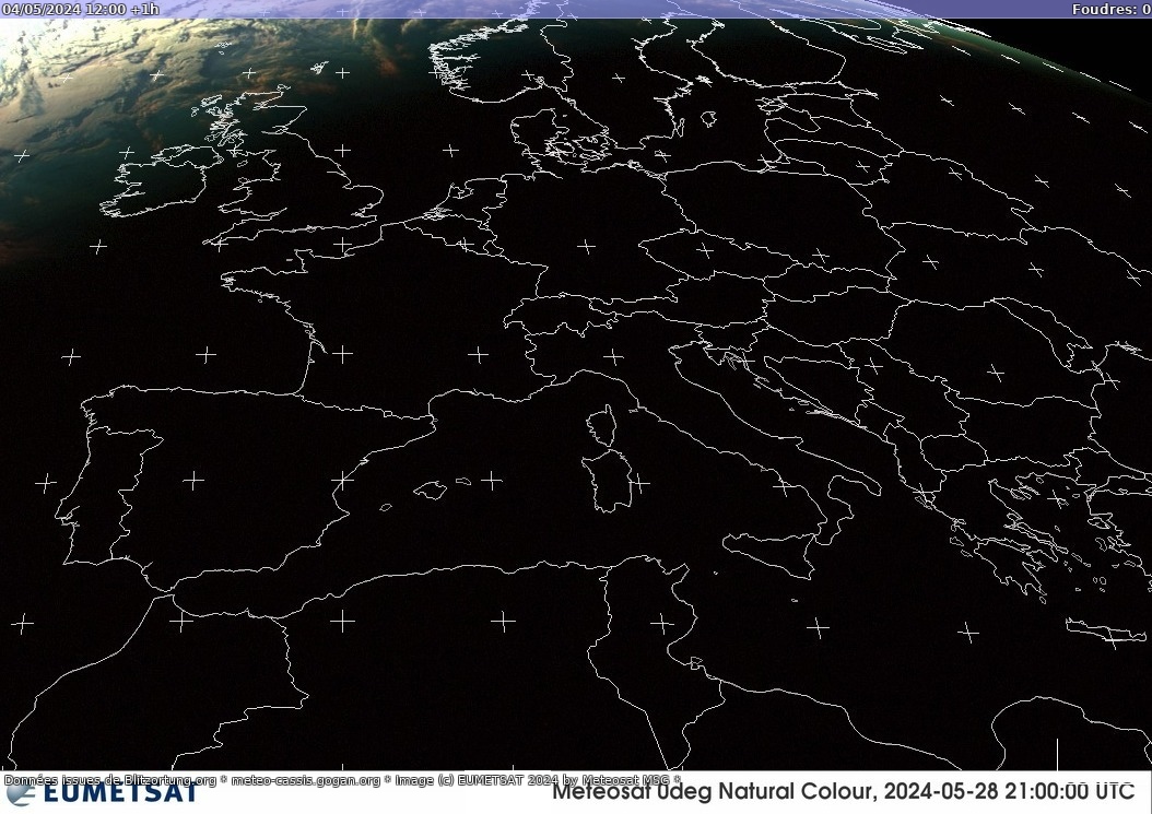 Mappa dei fulmini Sat:Europe Visible 04.05.2024 (Animazione)